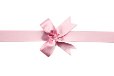 Beyaz üzerine pembe kurdele yay