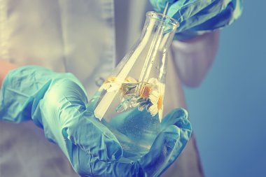 Test tüpü tutan bilimadamı