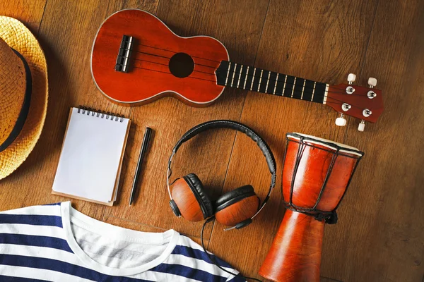 Musician set on brown  background — Stock Photo, Image