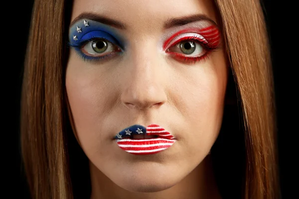 Beautiful girl with USA makeup — Stock Photo, Image