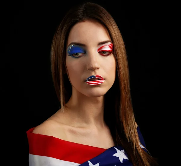 Smuk pige med USA makeup - Stock-foto