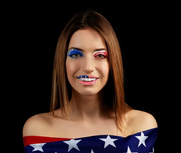 Menina bonita com maquiagem EUA — Fotografia de Stock