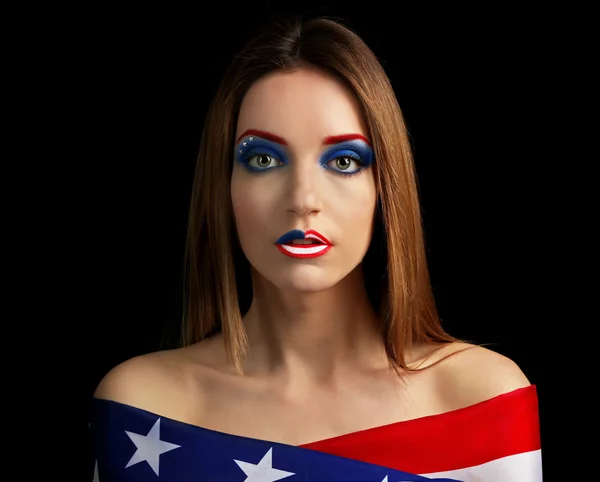 Krásná dívka s Usa make-up — Stock fotografie
