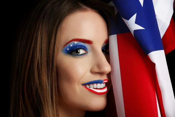 Mooi meisje met Usa make-up — Stockfoto