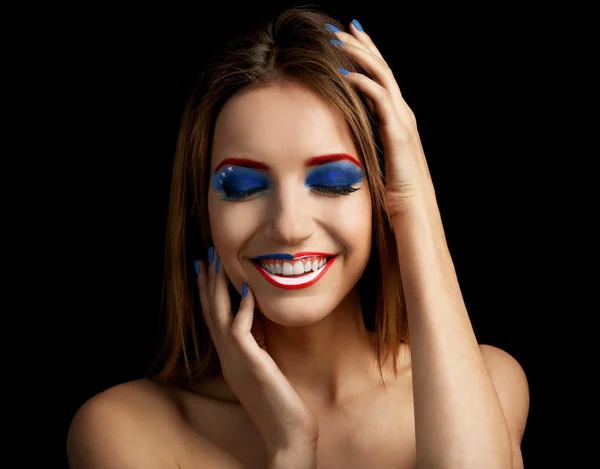 Mooi meisje met Usa make-up — Stockfoto