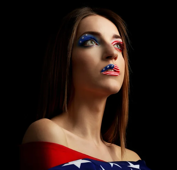 Schöne Mädchen mit usa Make-up lizenzfreie Stockbilder