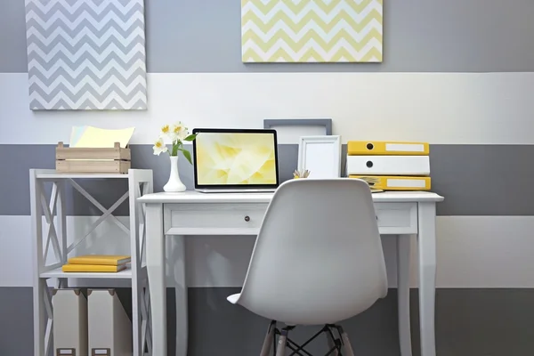 Stylish workplace with laptop — Stock Photo, Image