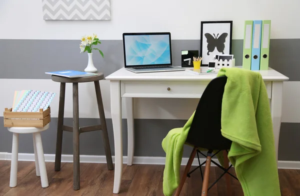 Stylish workplace with laptop — Stock Photo, Image