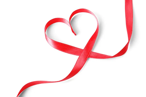 Red heart shaped ribbon — Stock Photo, Image