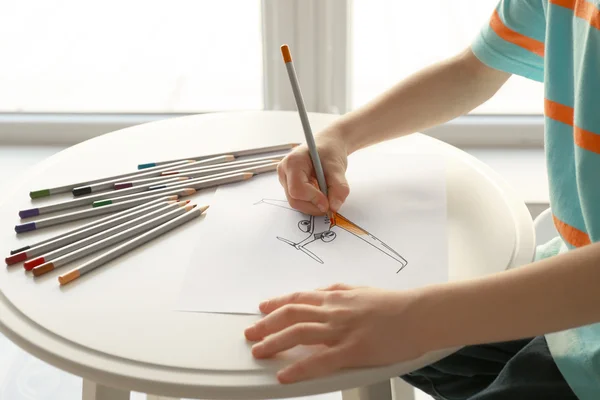 Child's hands drawing picture — Stock Photo, Image