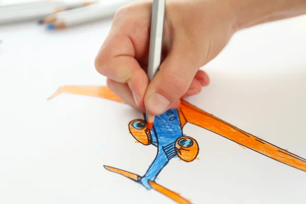 Child's hand drawing picture — Stock Photo, Image