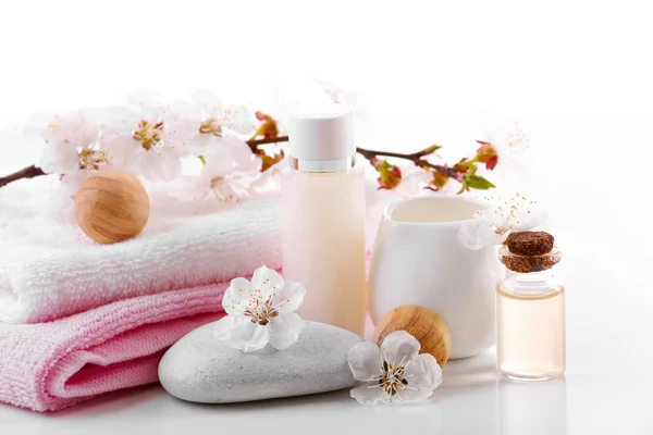 Spa composition with blooming branch — Stock Photo, Image