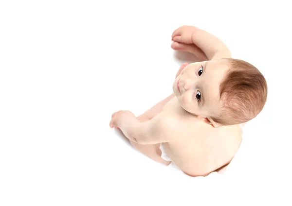 Lindo bebé niño en blanco — Foto de Stock