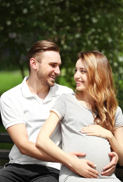 Happy pregnant woman and her man — Stock Photo, Image