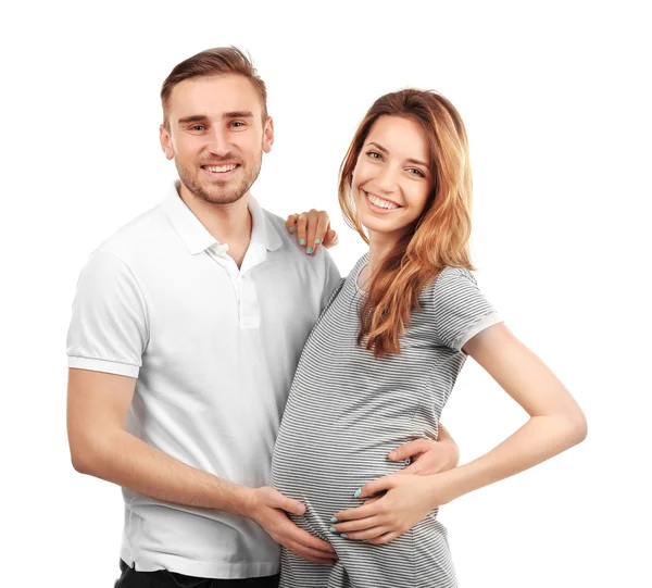 Família feliz esperando bebê — Fotografia de Stock