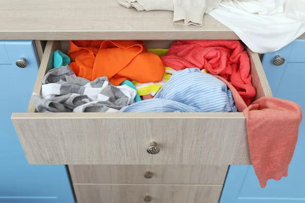 Chaos in chest of drawer — Stock Photo, Image