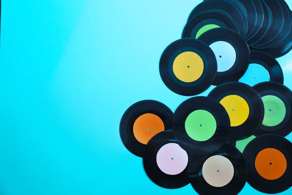 Vinyl records on blue — Stock Photo, Image