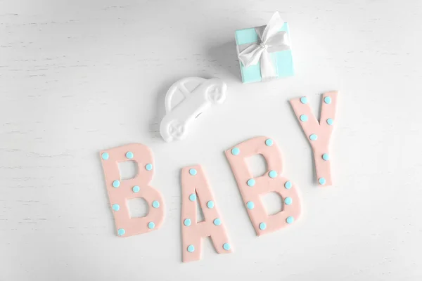 Word "Baby" and toys — Stock Photo, Image