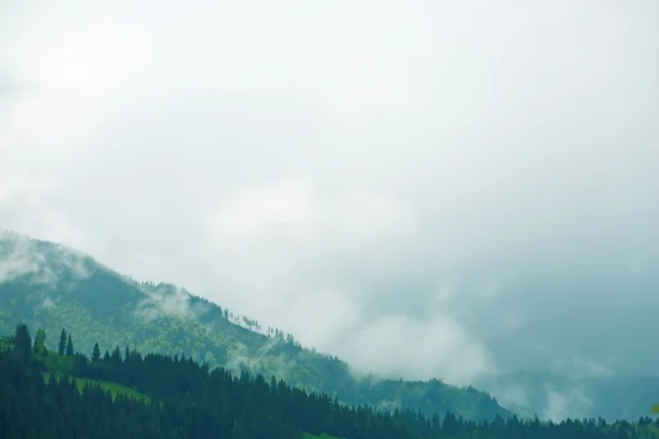 Vista delle montagne nebbiose — Foto Stock