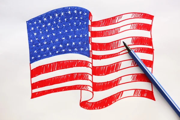 Drawing of American flag — Stock Photo, Image