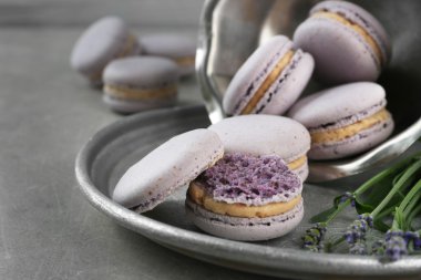 Lezzetli macaroons ve lavanta