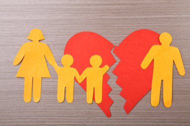 Paper family with broken heart  clipart