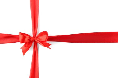 Kırmızı kurdele ile yay-düğüm