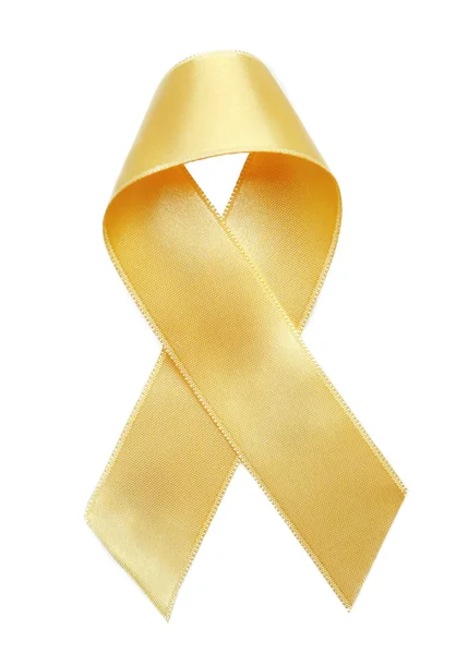 Yellow ribbon on white — Stock Photo, Image