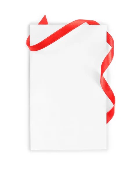 Note card with red ribbon — Stock Photo, Image