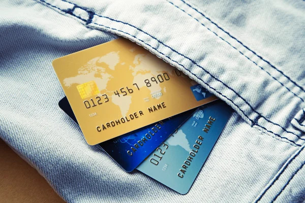 Creditcards in zak — Stockfoto