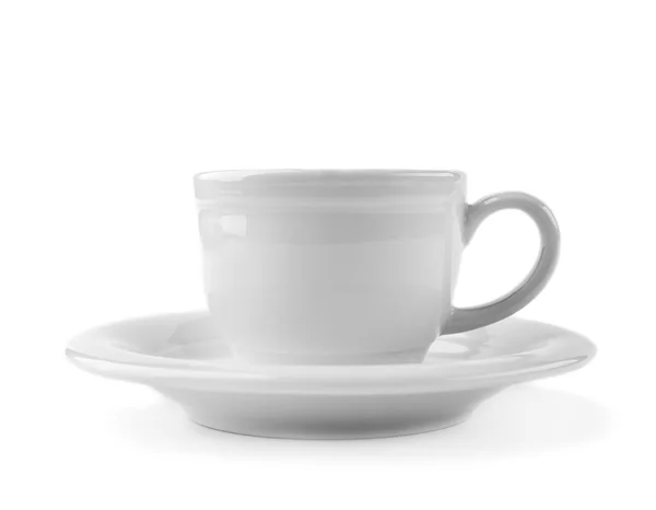 Weiße Tasse Kaffee und Untertasse — Stockfoto