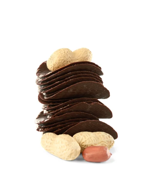 Chocolate chips and peanuts — Stock Photo, Image
