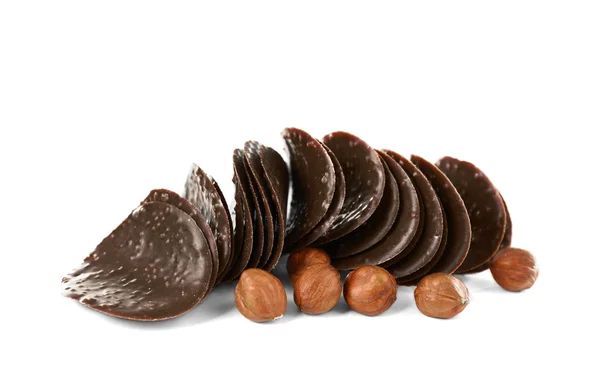 Chocolate chips and hazelnuts — Stock Photo, Image