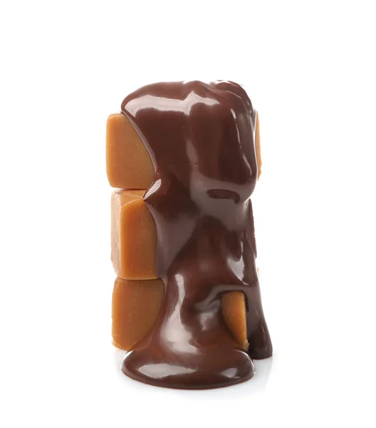 Rozpuštěnou čokoládu s karamelové bonbóny — Stock fotografie