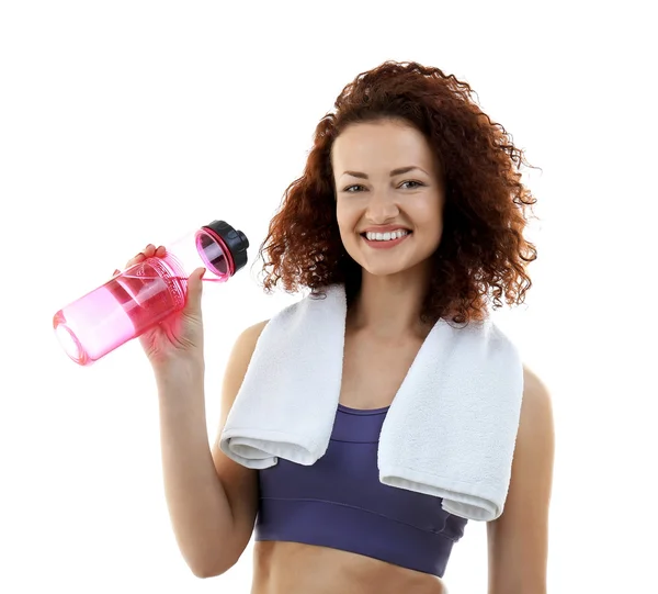 Attractive woman with bottle — Stock Photo, Image