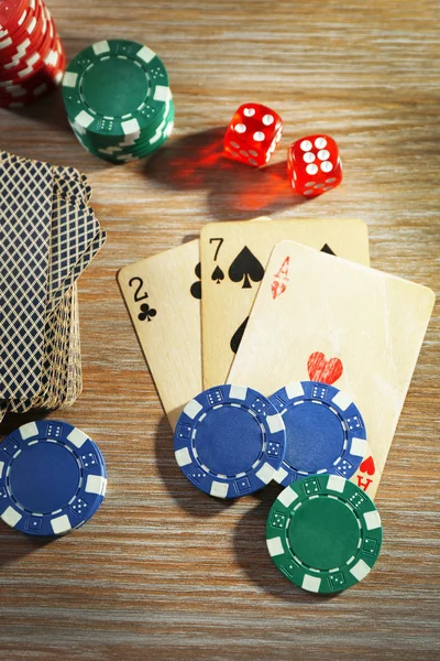 Set to playing poker with cards — Stock Photo, Image