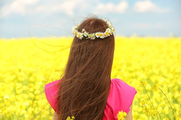 Tatlı kız çayırda — Stok fotoğraf