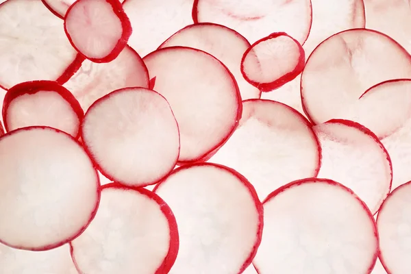 Slices of radishes, closeup — Stock Photo, Image