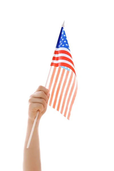 Main tenant drapeau américain — Photo