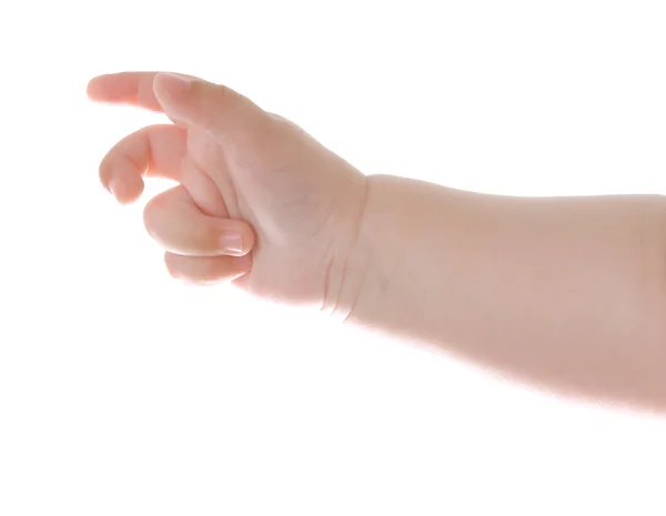 Mão do bebê no branco — Fotografia de Stock