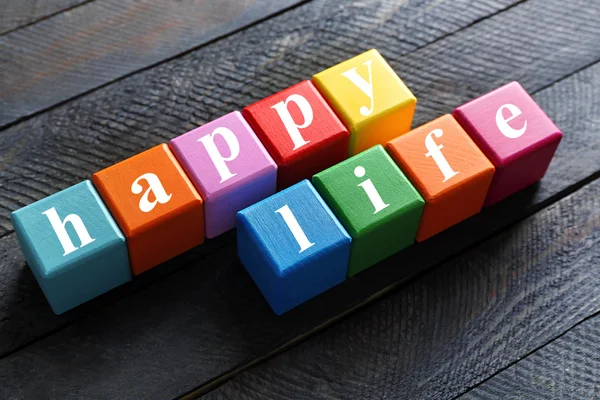 Color words HAPPY LIFE — Stock Photo, Image