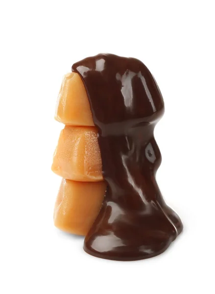 Rozpuštěnou čokoládu s karamelové bonbóny — Stock fotografie