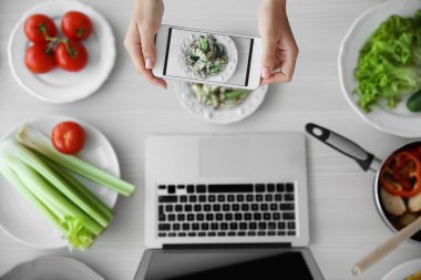 Gıda blog kavramı, üstten görünüm