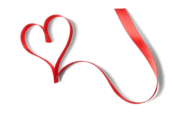 Red heart shaped ribbon — Stock Photo, Image