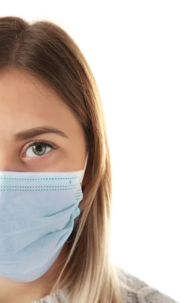 Hasta kadın giyiyor maskesi — Stok fotoğraf