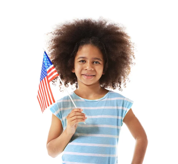 Menina e bandeira americana — Fotografia de Stock