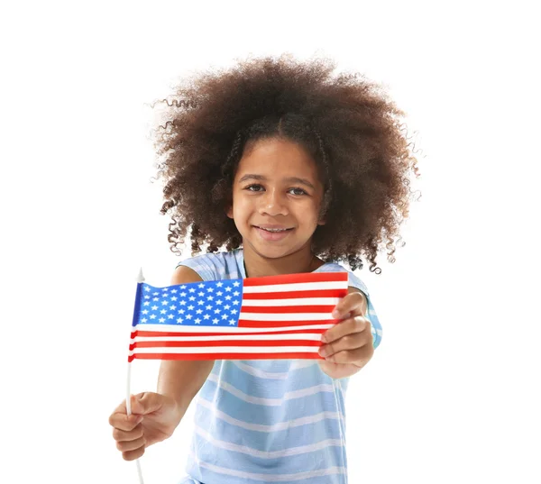 Chica y bandera americana — Foto de Stock