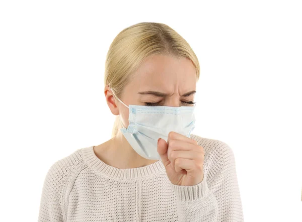 Mujer usando máscara — Foto de Stock