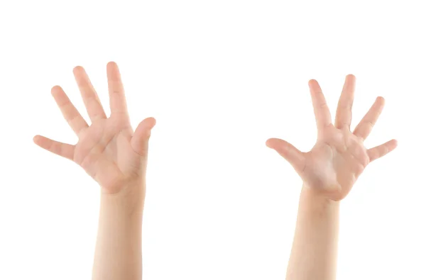 Menino mãos sinal — Fotografia de Stock