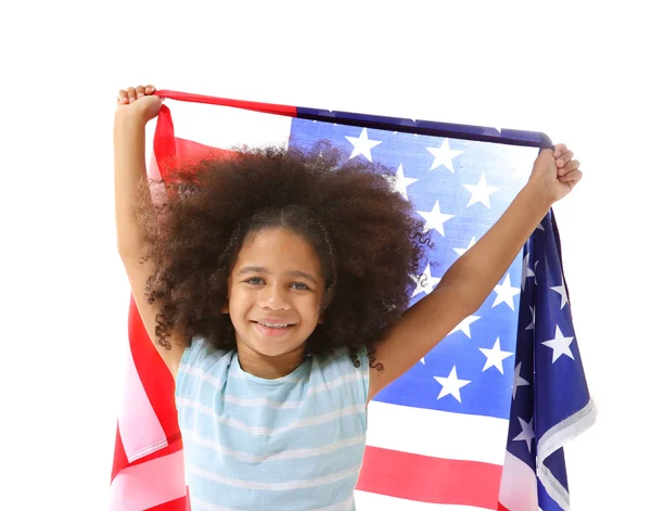 Meisje en Amerikaanse vlag Rechtenvrije Stockfoto's